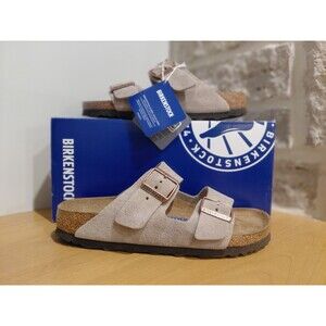 Birkenstock Arizona Soft Footbed Women's Suede Leather Sandals - Taupe, 8/8.5 US